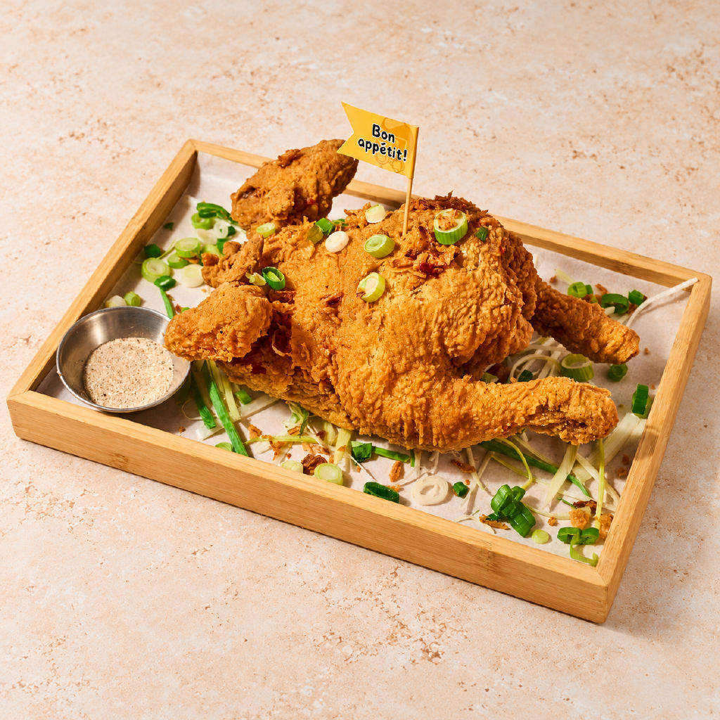 Poulet entier frit au sel et poivre